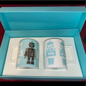 TIFFANY CHINA BONE CUPS 2018 LIMITED EDITION ROBOT + NUTCRACKER MUG SET